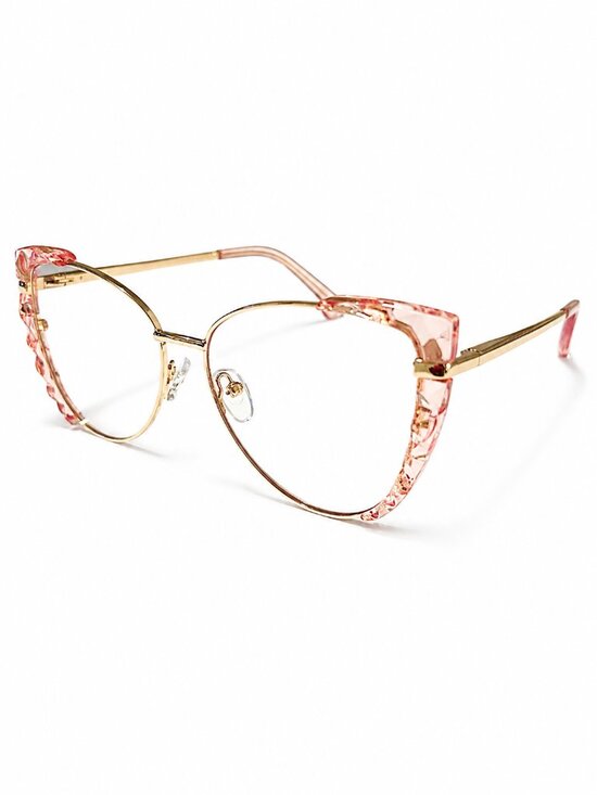 Accessories - Pink Crystal Gold Cat Eye 54-16-143 Eyeglass Frames